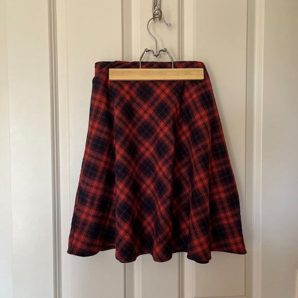 Loft Orange and Navy Plaid Mini Skirt - Picture 9 of 9